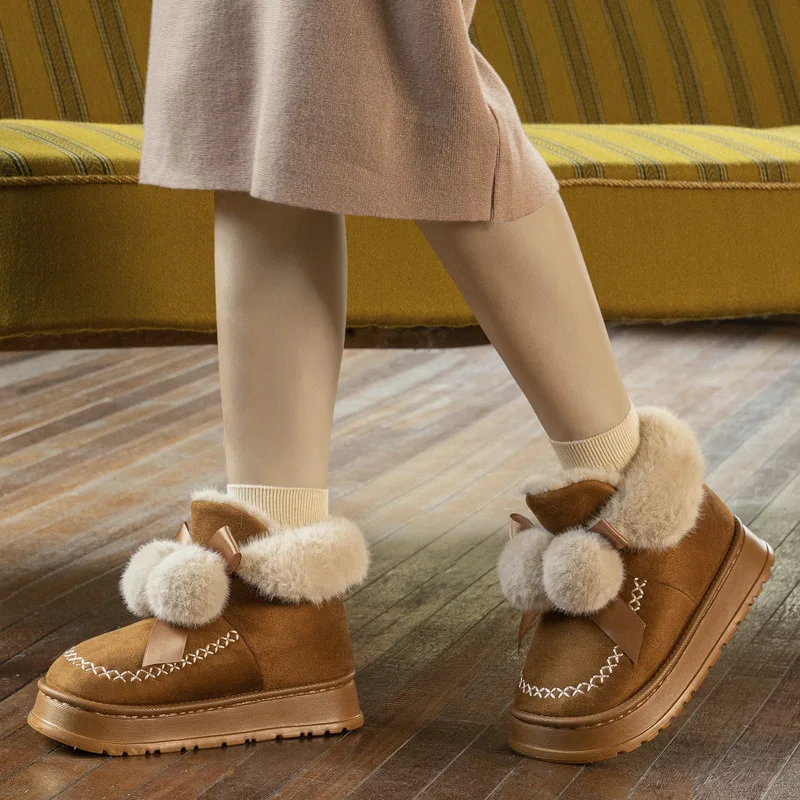 Botas de nieve antideslizantes de felpa para mujer, cortas y cálidas - imagen 4