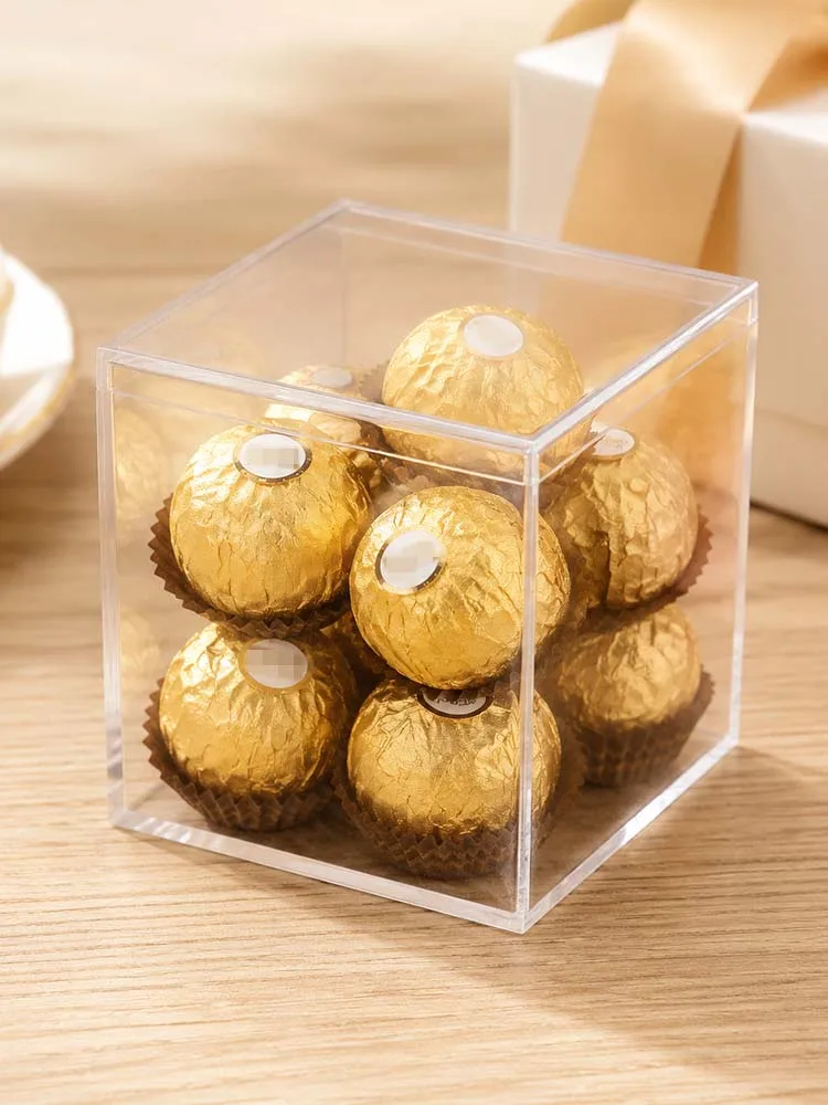 Caja transparente cuadrada para organización de uñas