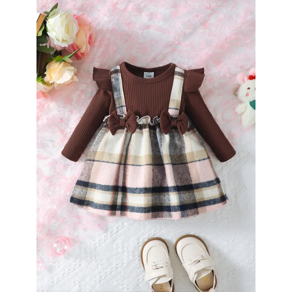 Vestido cuadros manga larga para niña – Estilo primavera/otoño - imagen 3