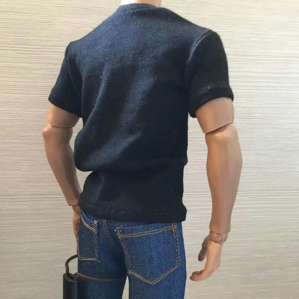 Camiseta de algodón negra cuello redondo estilo holgado para figura - imagen 4