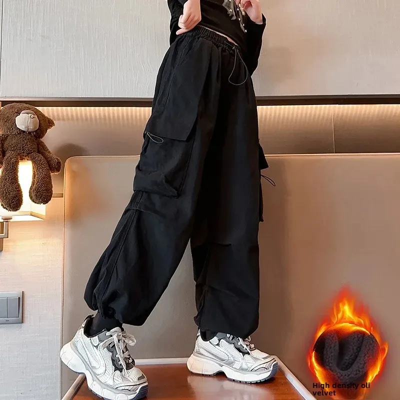 Pantalones acolchados de invierno para niñas, largos y sueltos - imagen 2
