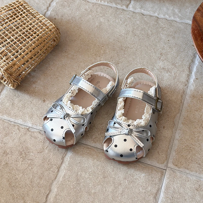 Sandalias de verano con encaje antideslizantes de suela suave para niñas