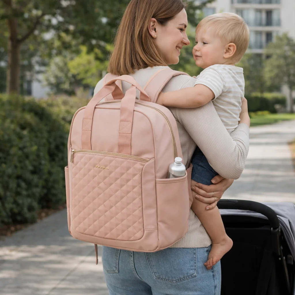 Bolsa de pañales Sunveno impermeable con cambiador y gran capacidad - imagen 5