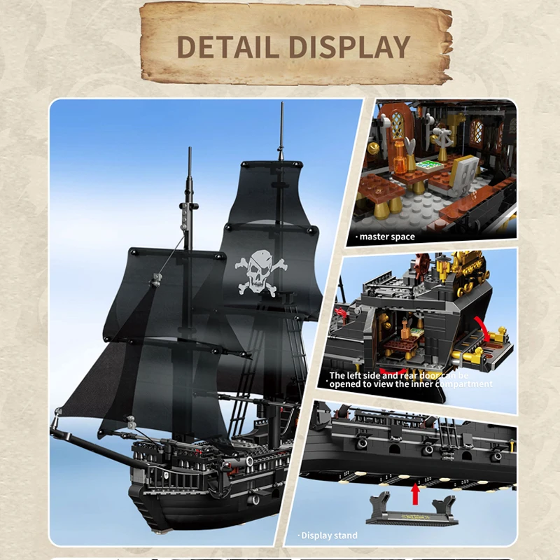 Barco Pirata Negro de Construcción – Esqueleto Fantasma - imagen 5