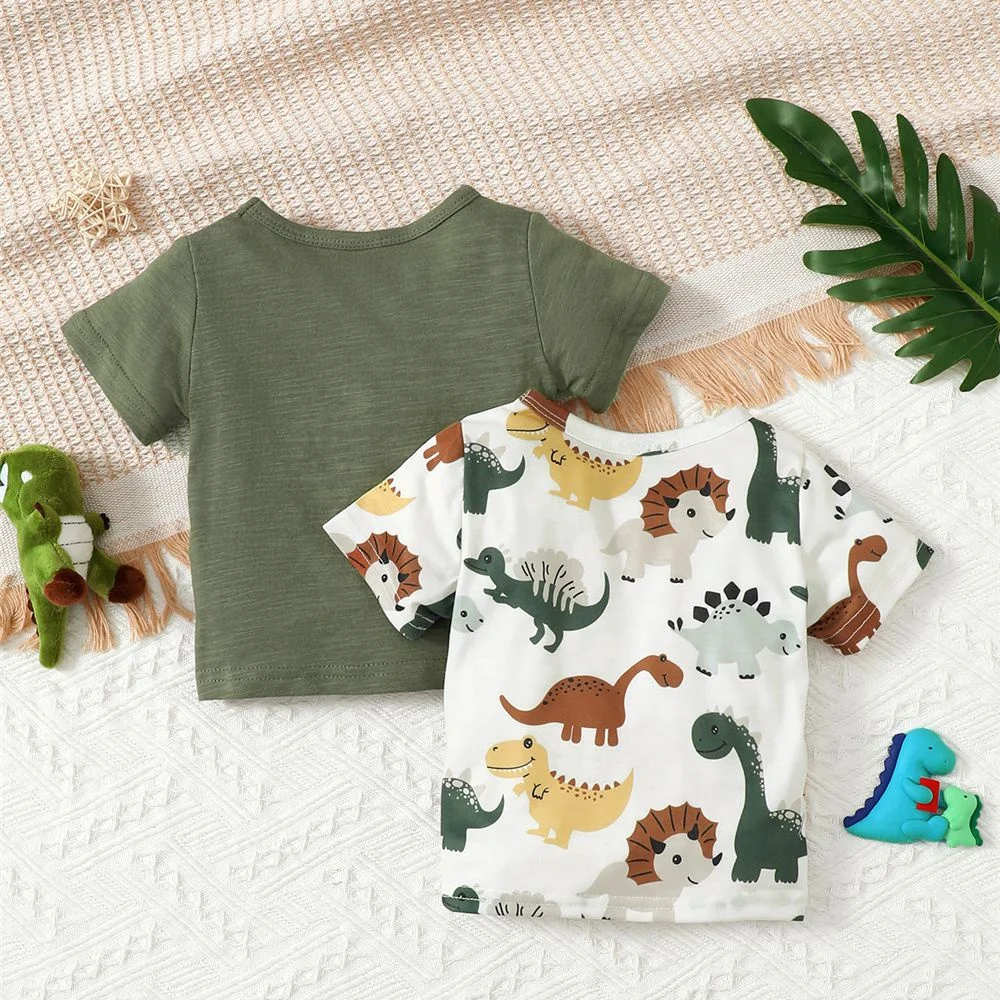 Camiseta bebé manga corta verano – Algodón suave con dinosaurio - imagen 5