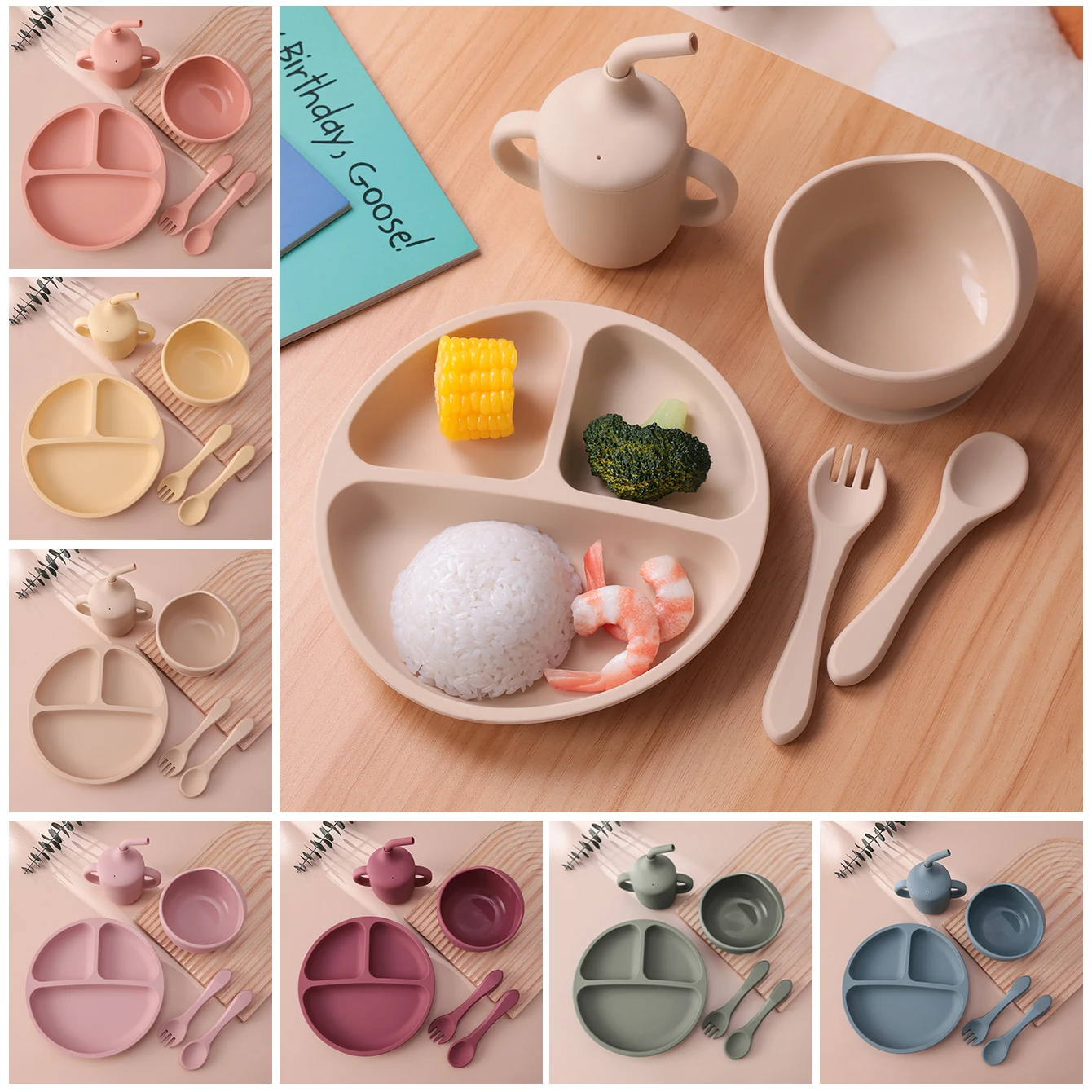 Juego de silicona para bebé con plato ventosa y cubiertos - imagen 4