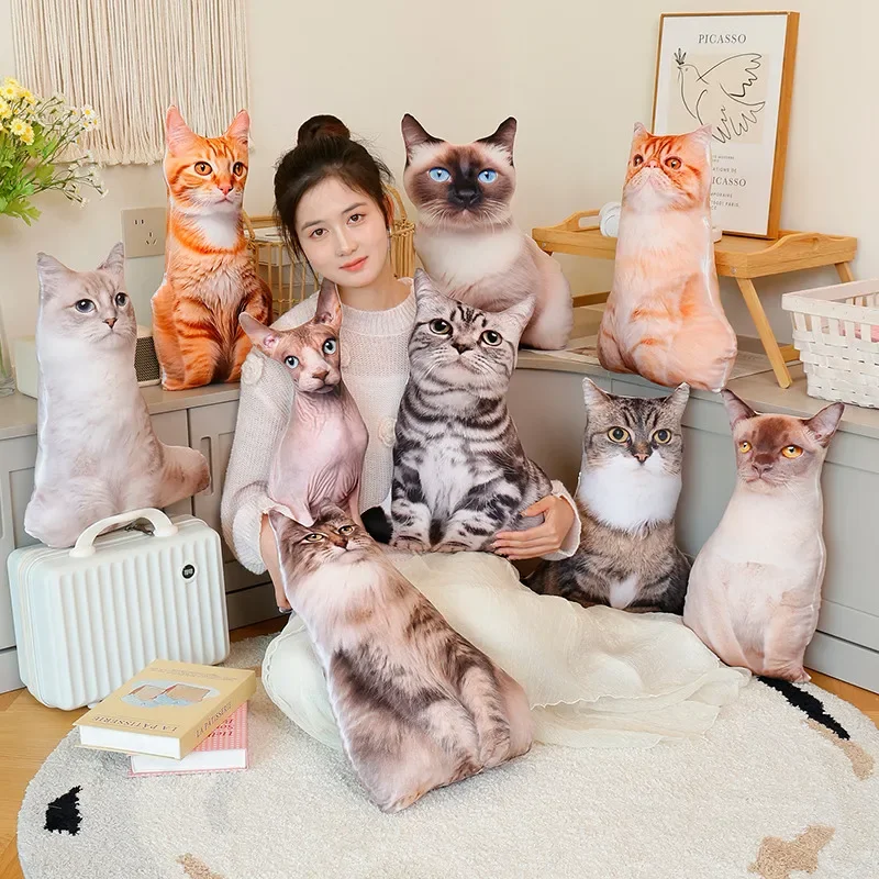 Muñeco suave de gato con aspecto 3D