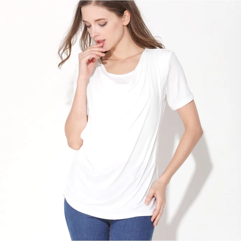 Camiseta de lactancia estival en modal, manga corta para posparto - imagen 3