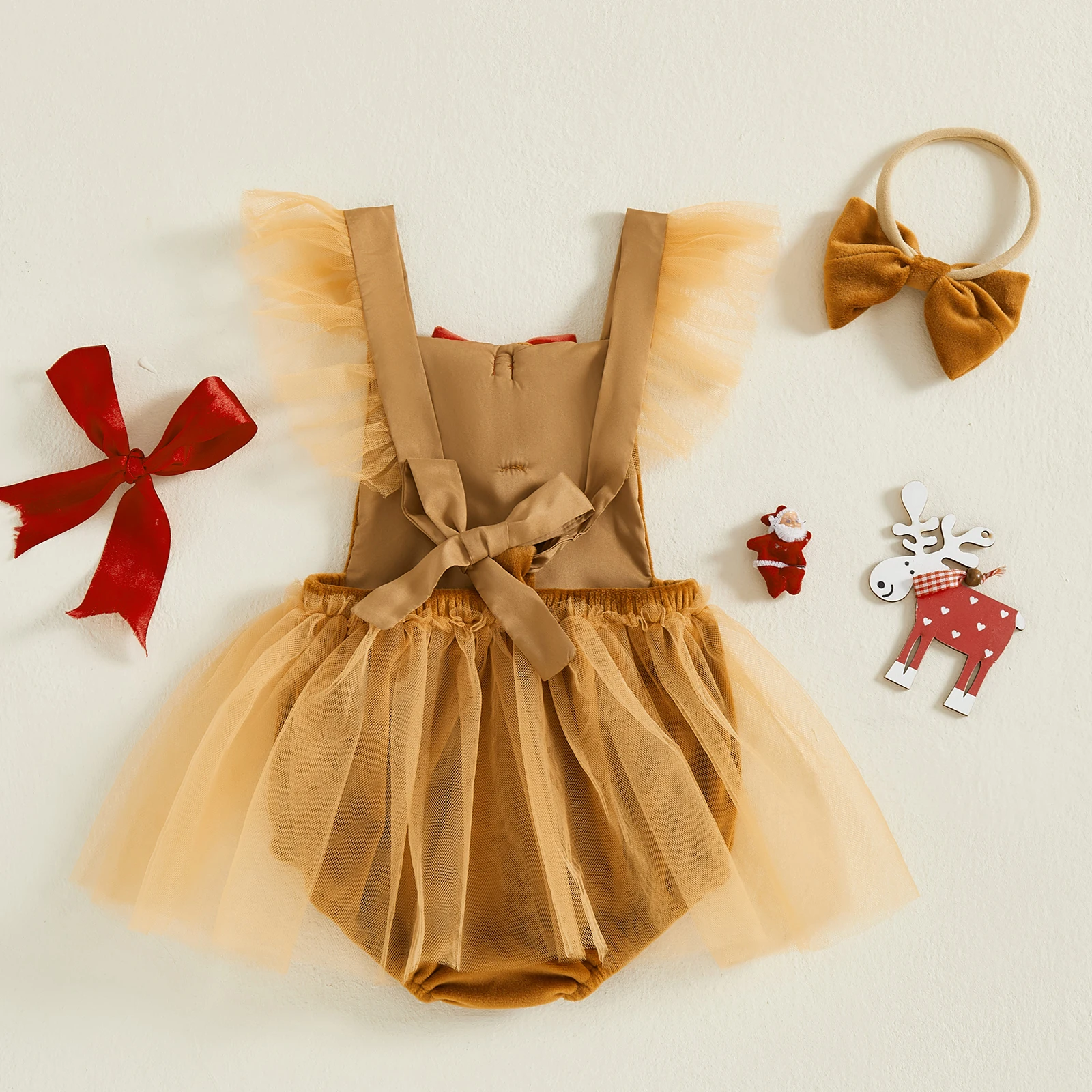 VISgogo Conjunto Navidad niña hombre de jengibre manga voladora diadema