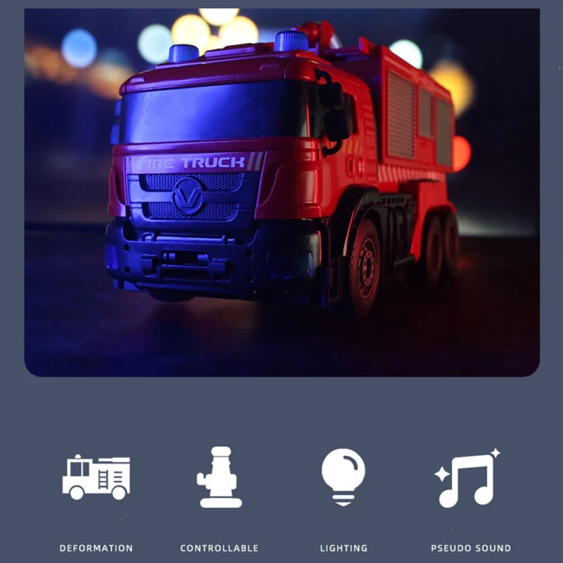 Camión de bomberos RC transformable con rociador