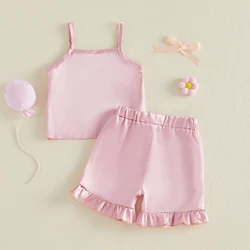 Conjunto de pijama de verano para niña: camiseta sin mangas y shorts