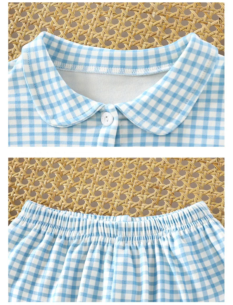 Conjunto pijama niña osos a cuadros suave para primavera - imagen 4