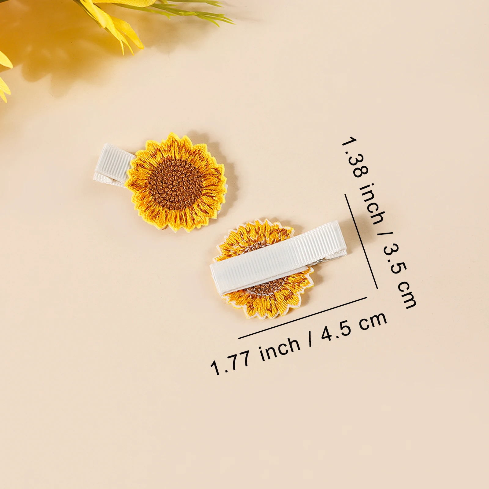 Pinza para el pelo de bebé de tela tejida con flores y frutas - imagen 4