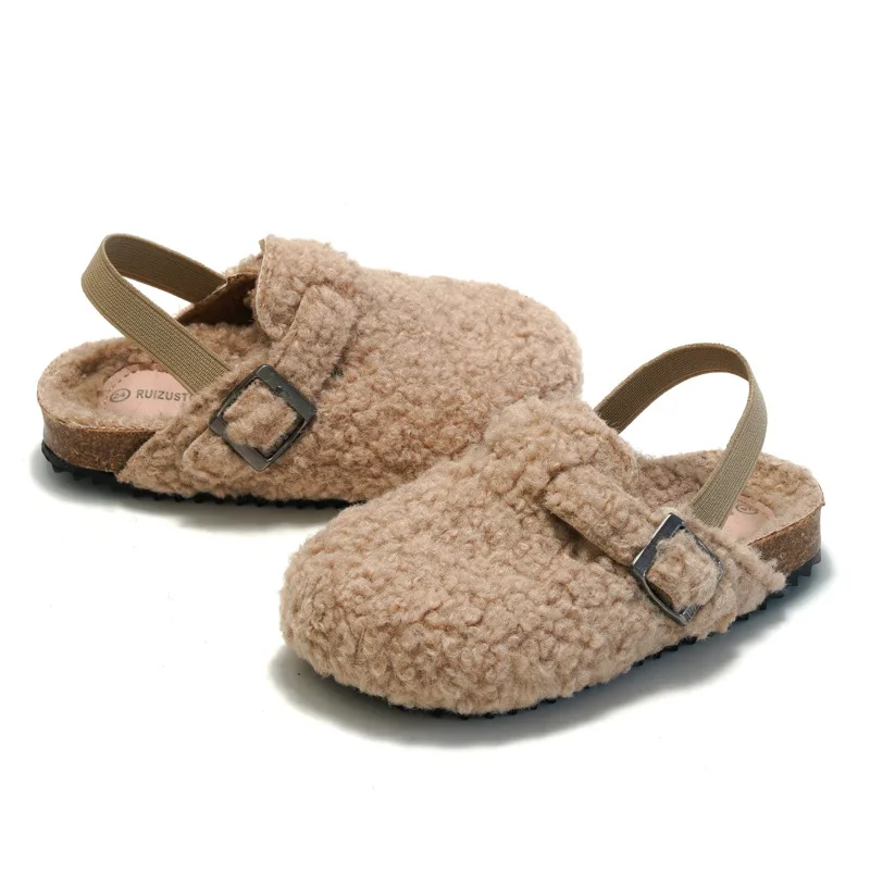 Zapatillas de casa infantiles de algodón cálidas y suela blanda