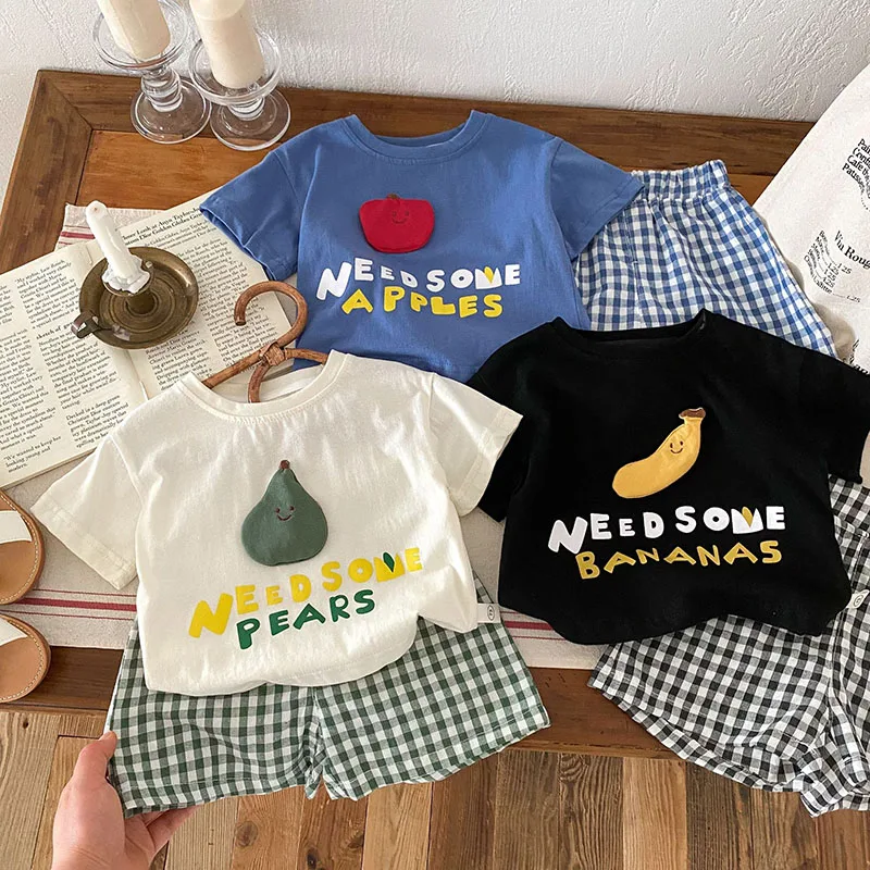MILANCEL 2025 conjunto verano para niño camisetas pantalones cuadros - imagen 2