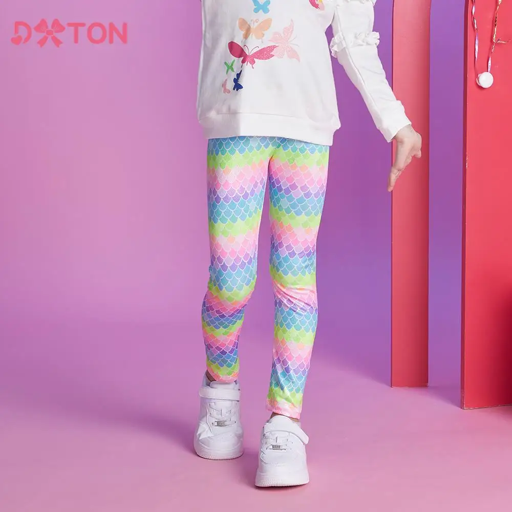 DXTON mallas de algodón para niñas con estampado de sirena pitillo - imagen 4