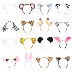 Diadema con orejas de animales para el pelo: cebra y tigre infantil