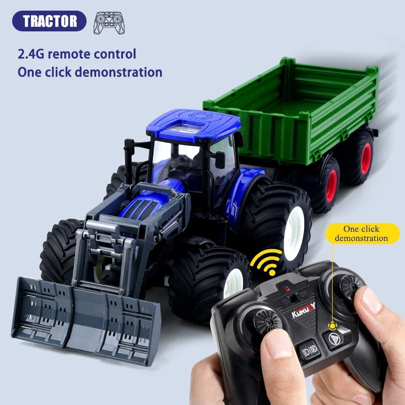 Tractor teledirigido con remolque de cosechadora agrícola RC - imagen 2