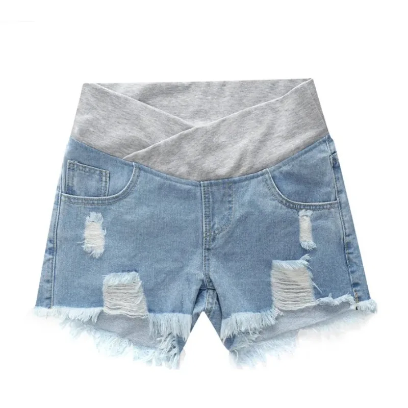 Pantalones cortos de embarazo vaqueros de cintura baja holgados - imagen 4