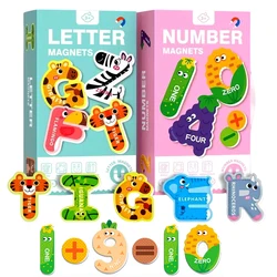 Pegatinas magnéticas de animales y letras para refrigerador educativo