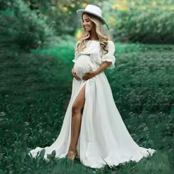 Vestido de maternidad largo de algodón bohemio oxidado para sesión
