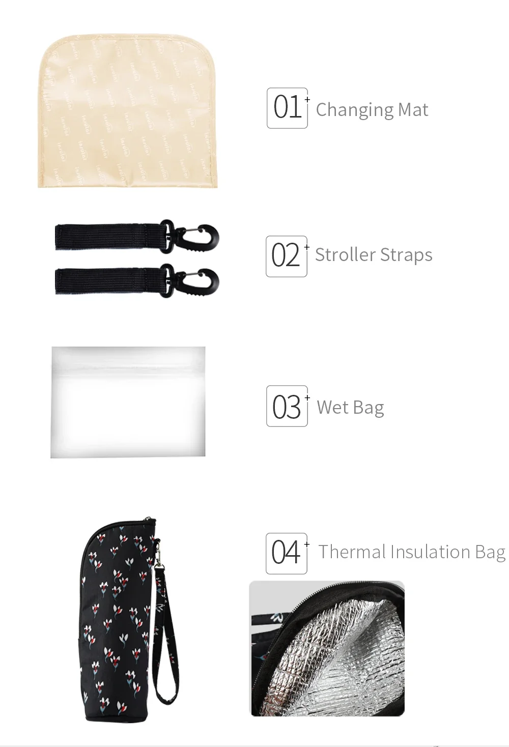 Insular Bolsa impermeable para cochecito de pañales – Multifuncional - imagen 3
