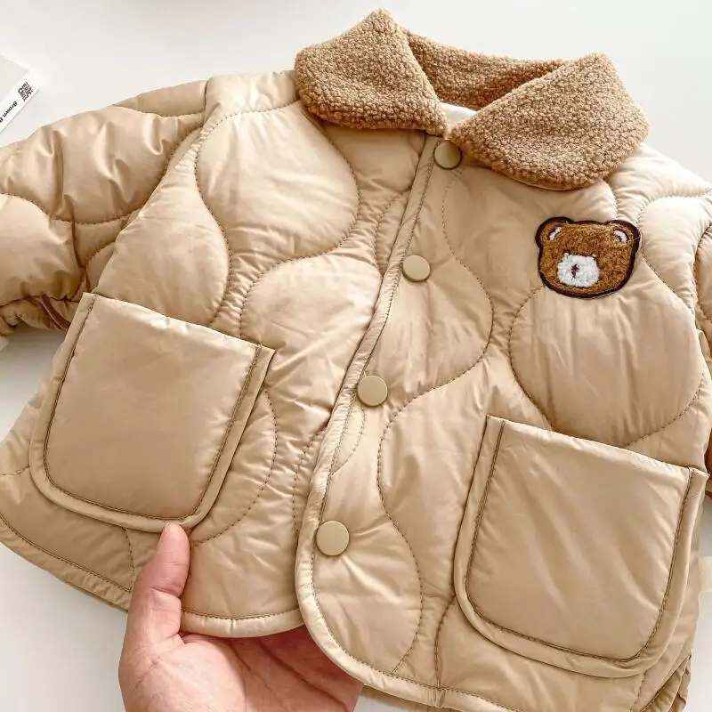 Abrigo infantil de algodón con oso dibujado – Estilo coreano para niño - imagen 4