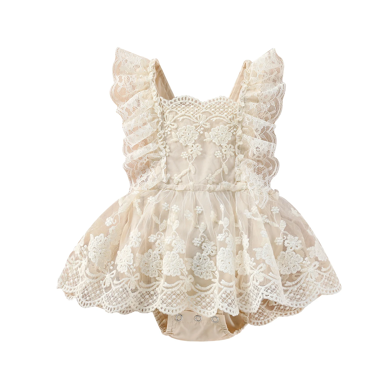 Lioraitiin body de bebé de verano floral con encaje y hombros al aire