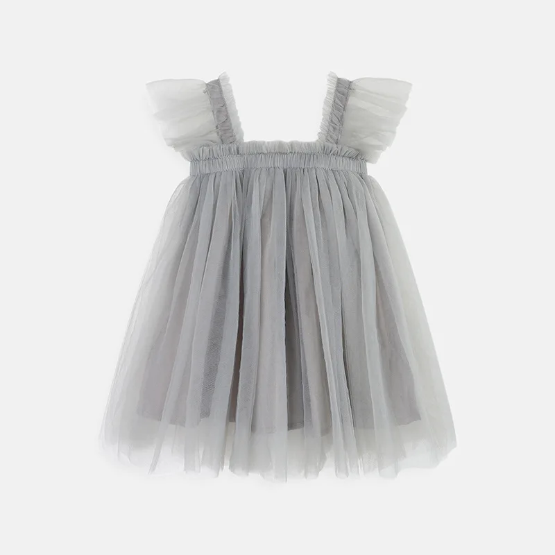 MILANCEL Vestido verano niña de tul con tirantes y mangas voladoras - imagen 5