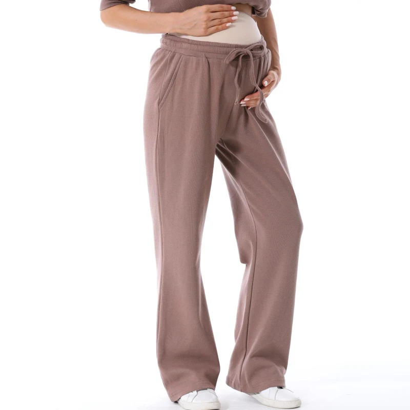 Pantalones de maternidad tipo waffle holgados en algodón para casa