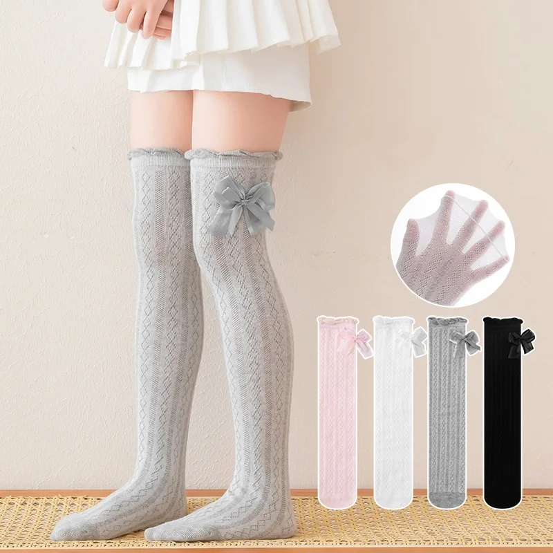 Calcetines altos finos de algodón para niñas con malla princesa - imagen 2