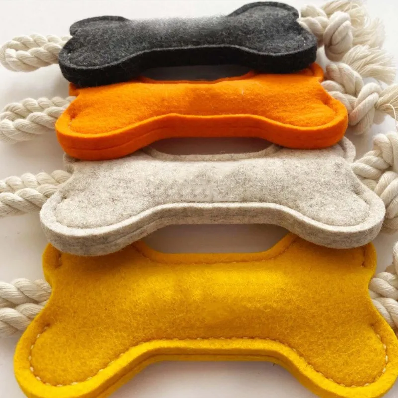 Juguete masticable para perros con forma de hueso en fieltro - imagen 3