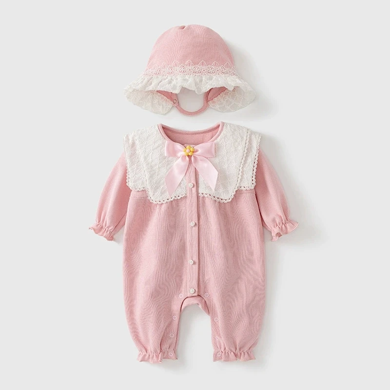 Conjunto de pelele con lazo y cuello de muñeca para niña entretiempo - imagen 5