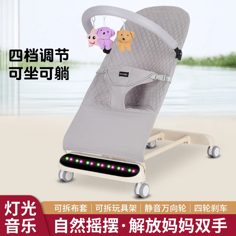 Silla mecedora para bebés con respaldo reclinable y modo descanso - imagen 4