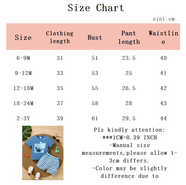 Conjunto de verano para bebé niño: camiseta dinosaurio y pantalón rayas - imagen 4