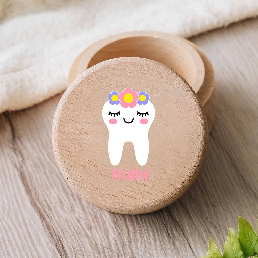 Caja de dientes del bebé de madera personalizada con hada - imagen 2