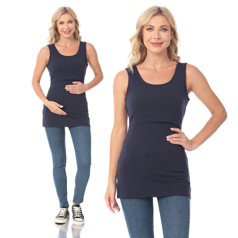 Camiseta de lactancia de rayas de algodón elástico para verano - imagen 2