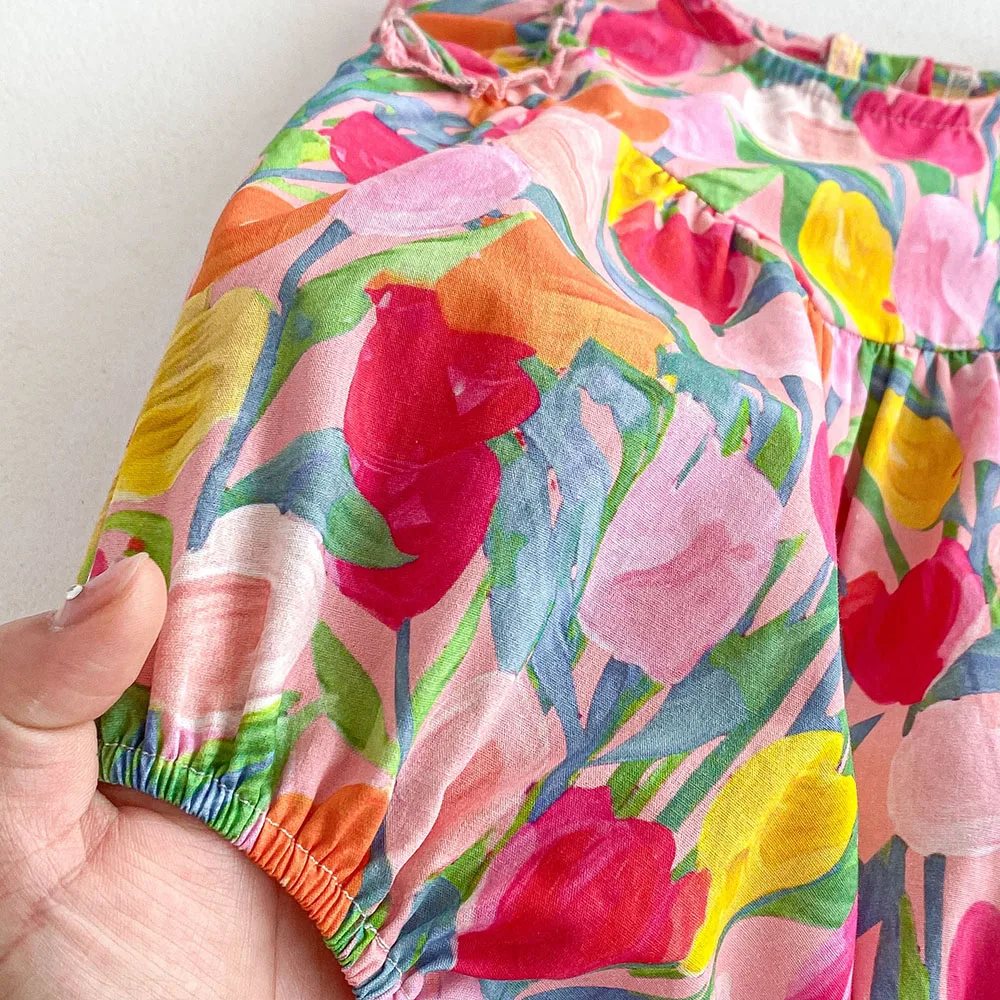 Body verano bebé niña con volantes – Estampado tulipán - imagen 5
