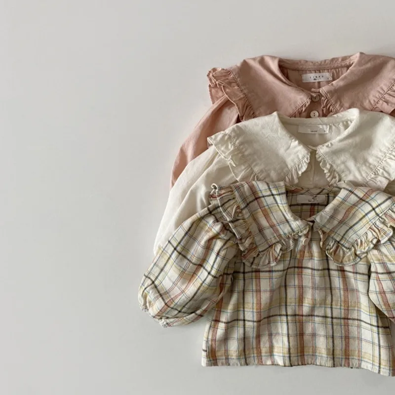 Camisa de encaje a cuadros para niña –MILANCEL, blusa con solapa dulce - imagen 4