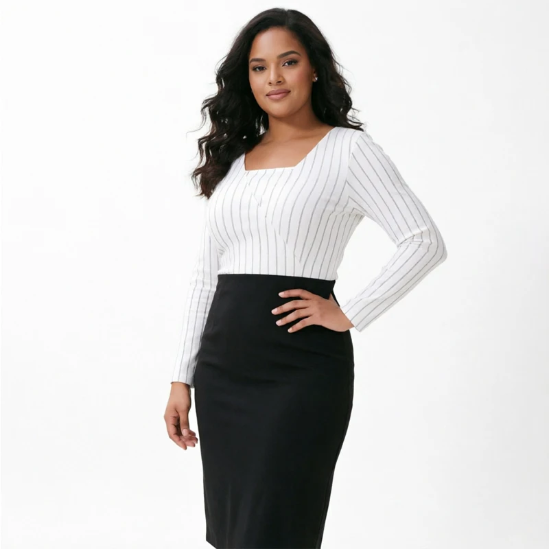 Vestido de lactancia midi con rayas cruzadas y cuello cuadrado - imagen 3