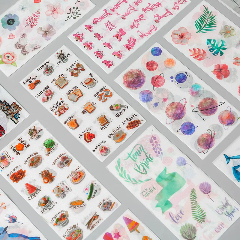 Pegatinas infantiles de animales con flores para diarios y cuadernos