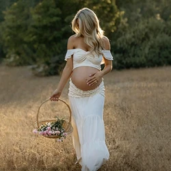 Conjunto maternidad fotos: top fruncido hombros descubiertos y falda