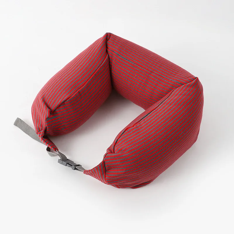 Almohada de viaje cuello en U, relleno partículas para avión y coche