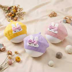 Boinas de bebé suaves estilo princesa con dibujos de conejo
