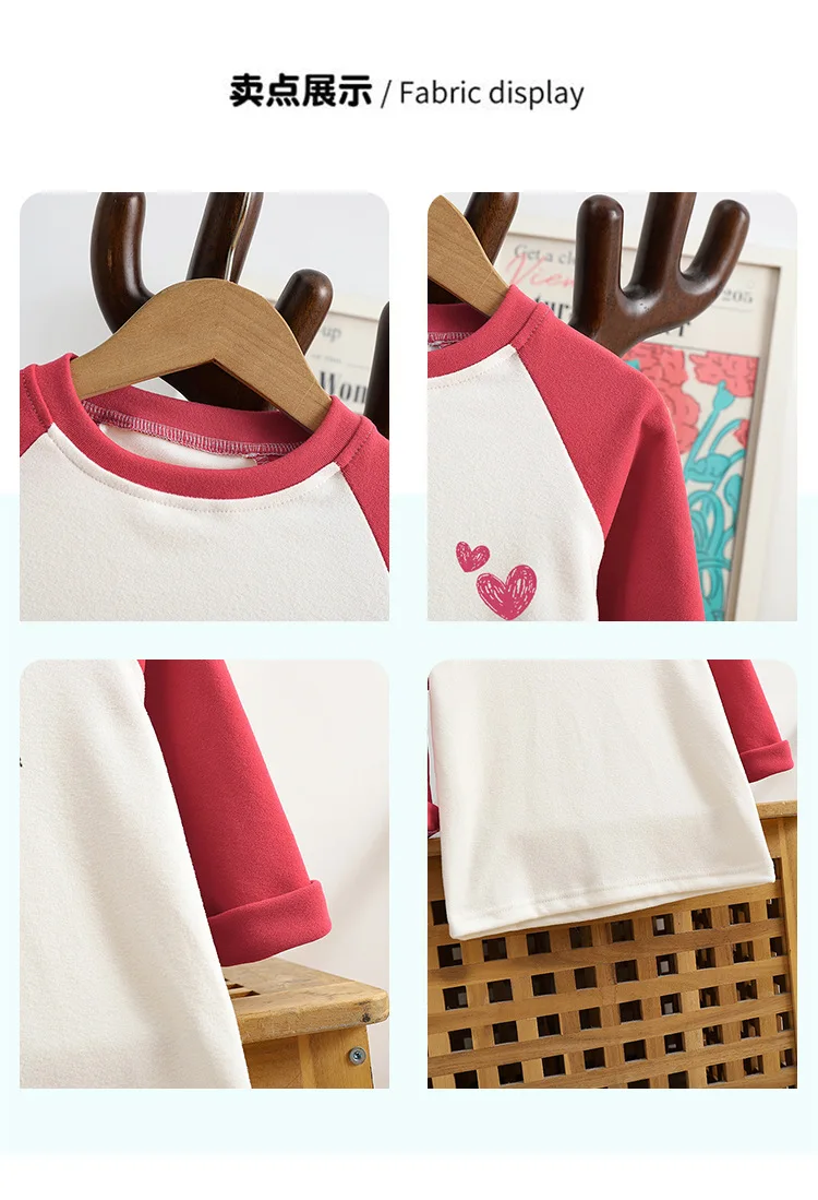Camiseta infantil de manga larga con estampado de corazón, vista frontal