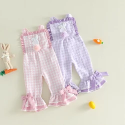 Mono infantil niña Pascua a cuadros con lazos de conejito