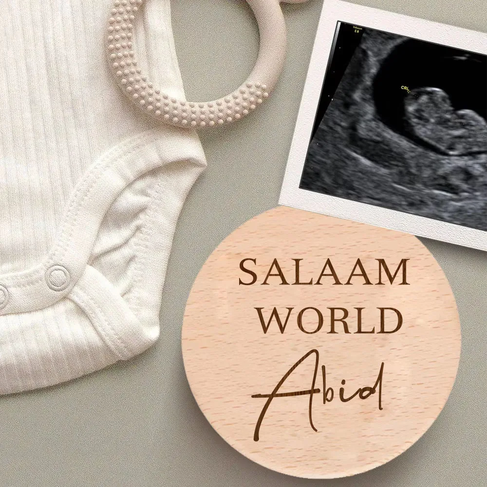 Tarjeta de hito de madera Salam – Regalo de nacimiento para recién nacido - imagen 4