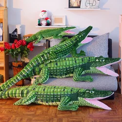 Peluche cocodrilo realista verde gigante, cojín de sofá infantil