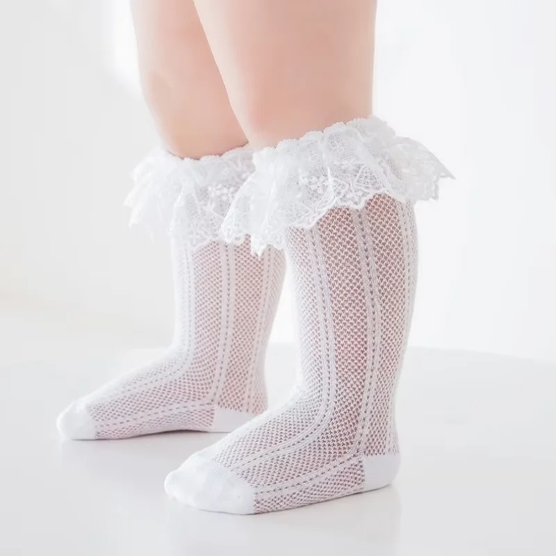 Calcetines largos de verano para niñas con lazos estilo princesa - imagen 2