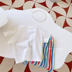 Conjunto de verano camiseta manga corta y pantalón plisado arcoíris